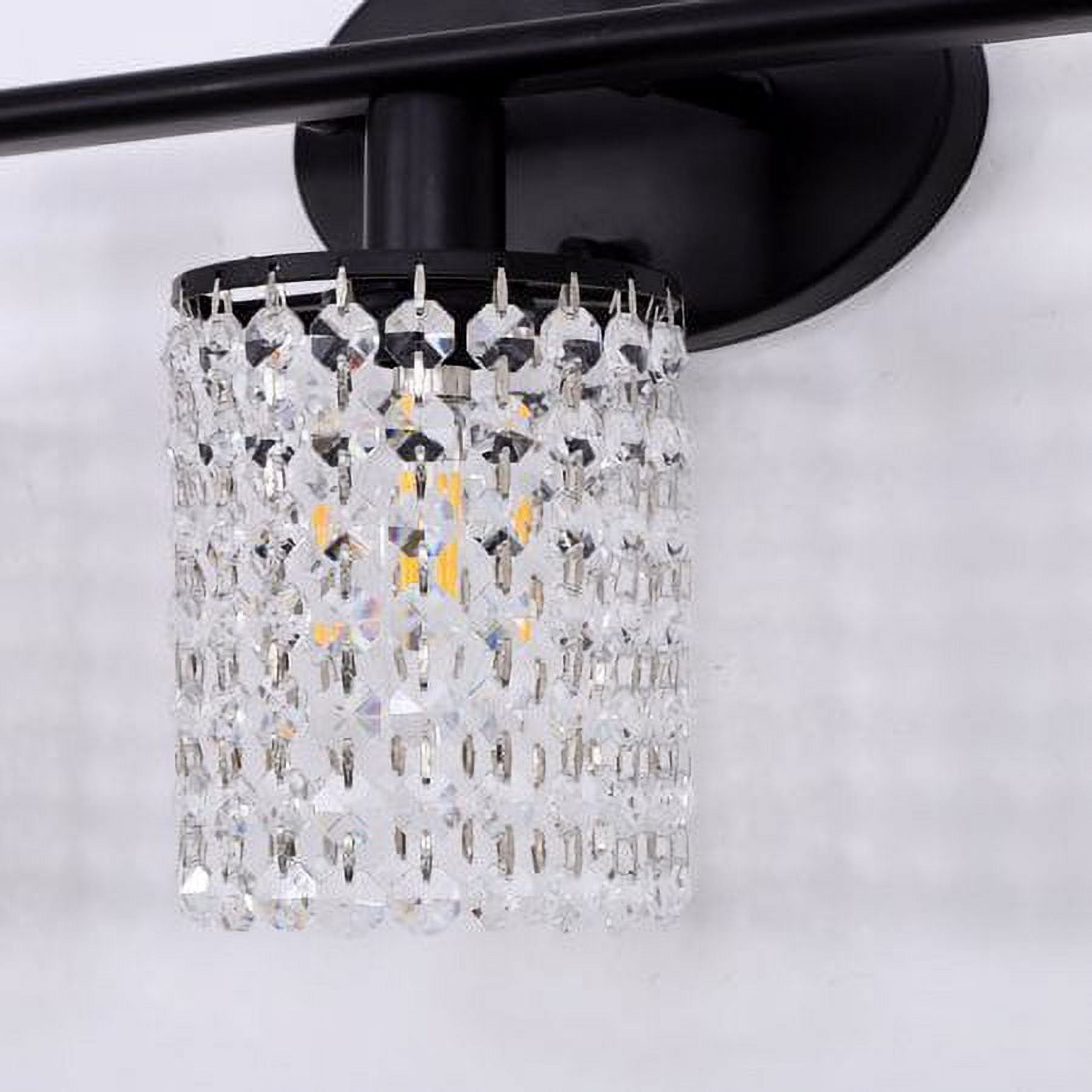 LOHAS 3-Light Modern Black Bathroom Vanity Lights with Crystal Shade, Industrial Crystal Drop Bathroom Lighting Fixtures,Interior Lighting Fixture Over Mirror