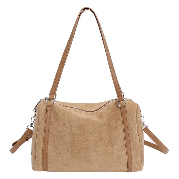 Cross Body Bag for Women, Suede Leather Handbag Vintage Shoulder Bag Elegant Commute Tote Bag (Khaki)