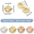 thumbnail image 2 of 12pcs Shell Locket Charms 3 Colors Photo Frame Charm Memorial Collection Charm Brass Locket Charms Pendants for DIY Summer DIY Necklace Jewelry Bracelet Jewelry Keychain Making, 2 of 5