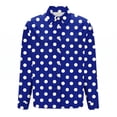 thumbnail image 4 of Ashirexll Womens Long Sleeve Tops Polka Dots Print Satin Button Front Collared Casual Style Long Sleeve Shirt Top, 4 of 5