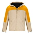 thumbnail image 4 of Windbreaker Jackets for Men Unisex Hooded Long Sleeve Patchwork Zipper Hardshell Fleece Hiking Wear Outerwear Coat Windbreaker Men Yellow 4XL, 4 of 5