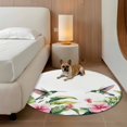 thumbnail image 4 of 5ft Washable Round Rug, Summer Tropical Plants Non-Slip Circle Area Rug for Living Room Bedroom, Pink Floral Hummingbird Indoor Floor Mat for Home Decor, 4 of 9