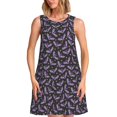 thumbnail image 1 of Fotbe Bat Purple Vestido de Verano sin Mangas para Mujer – Vestido Midi Línea A, Estilo Camiseta Floral, Vestido Playero Casual y Fluido, 1 of 7