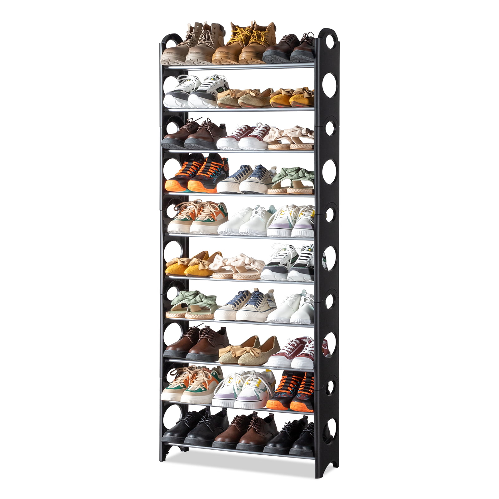 21 or 30 pair space saving shoe rack