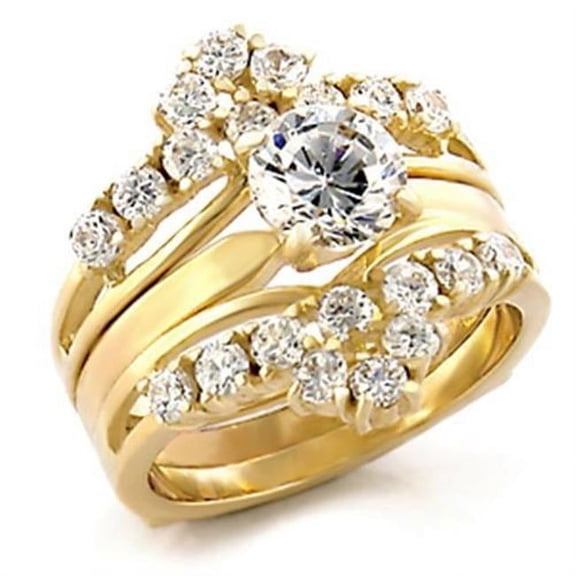 Alamode TK2948-7 Women IP Gold Stainless Steel Ring with AAA Grade CZ in Clear - Size 7