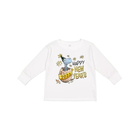 

Inktastic Happy New Years 2023 Dinosaur Hatching Gift Toddler Boy or Toddler Girl Long Sleeve T-Shirt