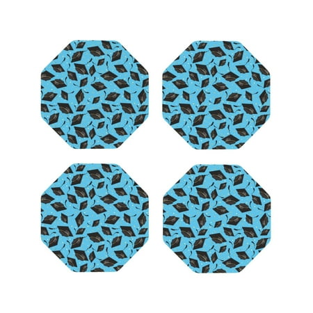 

Tideii Graduation Hats2 for Leather Coasters 4 Pieces Anti-fouling and Anti-scalding Decorative Coasters Suitable for Restaurants Kitchens Coffee Shops-Octagon