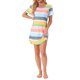 thumbnail image 2 of Camisón T-shirt de mujer Inspire Chic, vestido de pijama, colorido, a rayas, con mangas cortas, talla XL, verde, 2 of 6