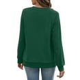 thumbnail image 3 of V Neck Sweatshirt Women with Pockets Casual Plain Comfort Hoodless Hoodies Cozy Fleece Pullover Sweatshirts No Hood Dark Green S, 3 of 5