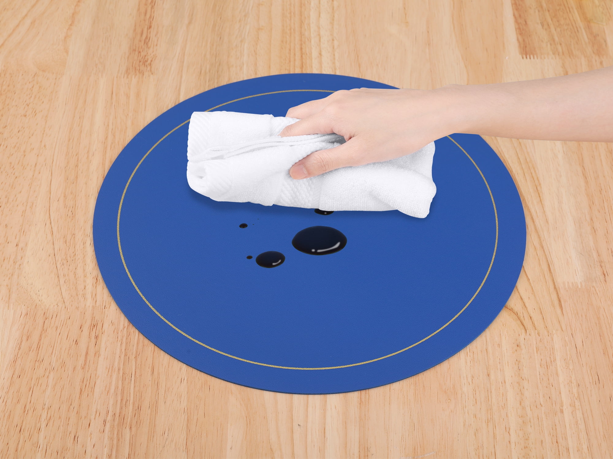 Unique Bargains Placemats Set of 6 Faux Leather Blue
