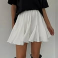 thumbnail image 3 of miqiqism Women Flowy Short Skirts High Waisted Fashion Versatile Stretchy Flared Dress Lady Casual Mini Skater Skirt with Pockets,01_White,Small, 3 of 6