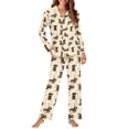 thumbnail image 2 of FOR U DESIGNS Dog Paw Dachshund Long Sleeve Button Up Pajama Set for Women 2 Pack Size 4XL Womens Button Down Jogger Pants Sleepwear Long Sleeve V-neck for Women, 2 of 7