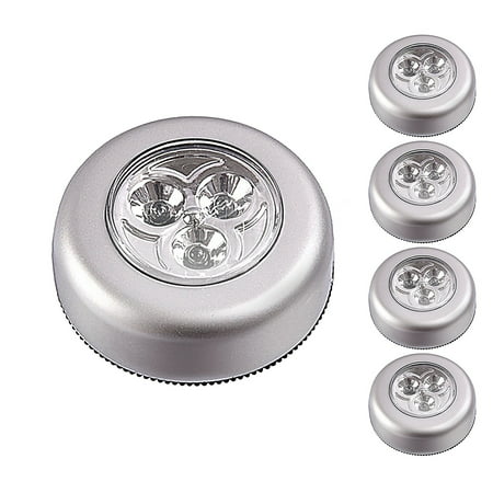 5-Pack Tap Lights, IPOW Wireless Push Lights Stick-On Led Touch Night Light Battery-Operated Puck Light for Closet, Cabinet, Cars, Nursery, Bedroom, Kitchen, Hallway, Stairs,