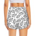 thumbnail image 4 of Running Shorts for Women, Classic Line Cat Face Workout Athletic Shorts with Pockets, Lounge Yoga Shorts Women, 4 of 7