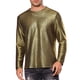 thumbnail image 1 of Camiseta metálica INSPIRE CHIC de manga larga para hombres, camiseta brillante con rayas impresas 2XL dorada, 1 of 5