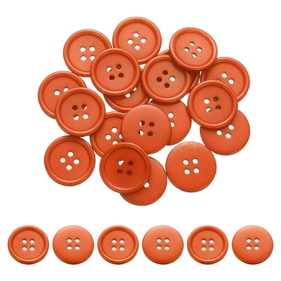Uxcell 50Pcs 40L 4-Hole Resin Sewing Buttons for Crafts, 25mm 1" Round Clothing Fastener Round Resin Buttons for DIY Sewing Clothes Fabric Pants Dress Skirt Crafts Replacement, Orange