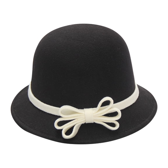 Hats for women Bow Knot Round Top Fisherman Basin Cap Small Bowler Hat Autumn Winter