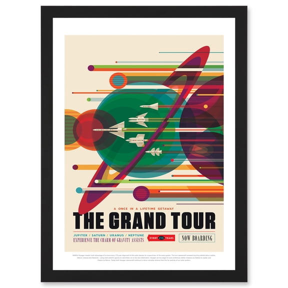 The Grand Tour Nasa Space Tours Travel Jupiter Saturn Uranus Neptune Artwork Framed Wall Art Print A4