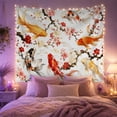 thumbnail image 2 of Koi Fish and Cherry Blossoms Floating in Watercolor Swirls, Serene Japanese Inspired for Nature Lovers, Asian Art Decor, Housewarming Gift, Tapestry Wall Hanging for Bedroom and Living Room, 2 of 7