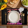 thumbnail image 4 of Pink Dinosaur Placemats Set of 6, JUST A Boy Who Loves Dinosaur Jungle Animals Placemats for Dining Table, Place Mats for Kitchen Tabletop, Waterproof Wipeable Dining Table Mats Set, 4 of 9