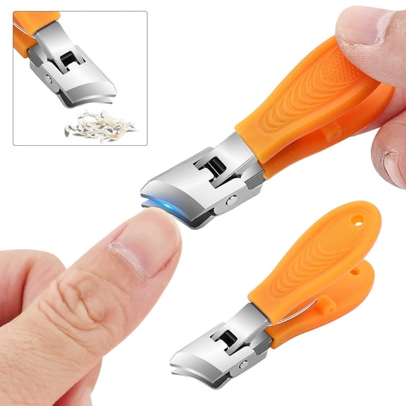 Nail Clipper Wide Jaw Opening, Slanted Nail Clipper AntiSplash, Ergonomic Non-Slip Handle Stainless Steel, Thick Nail Trimmer for Fingernails and Toenails, Rust Resistant Durable Grooming Tool