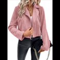 thumbnail image 3 of Chaqueta Blazer de Ante y Piel Sintética de Larga con Cremallera Corta para Mujer, Moda de Otoño. Rosa XXL, 3 of 8