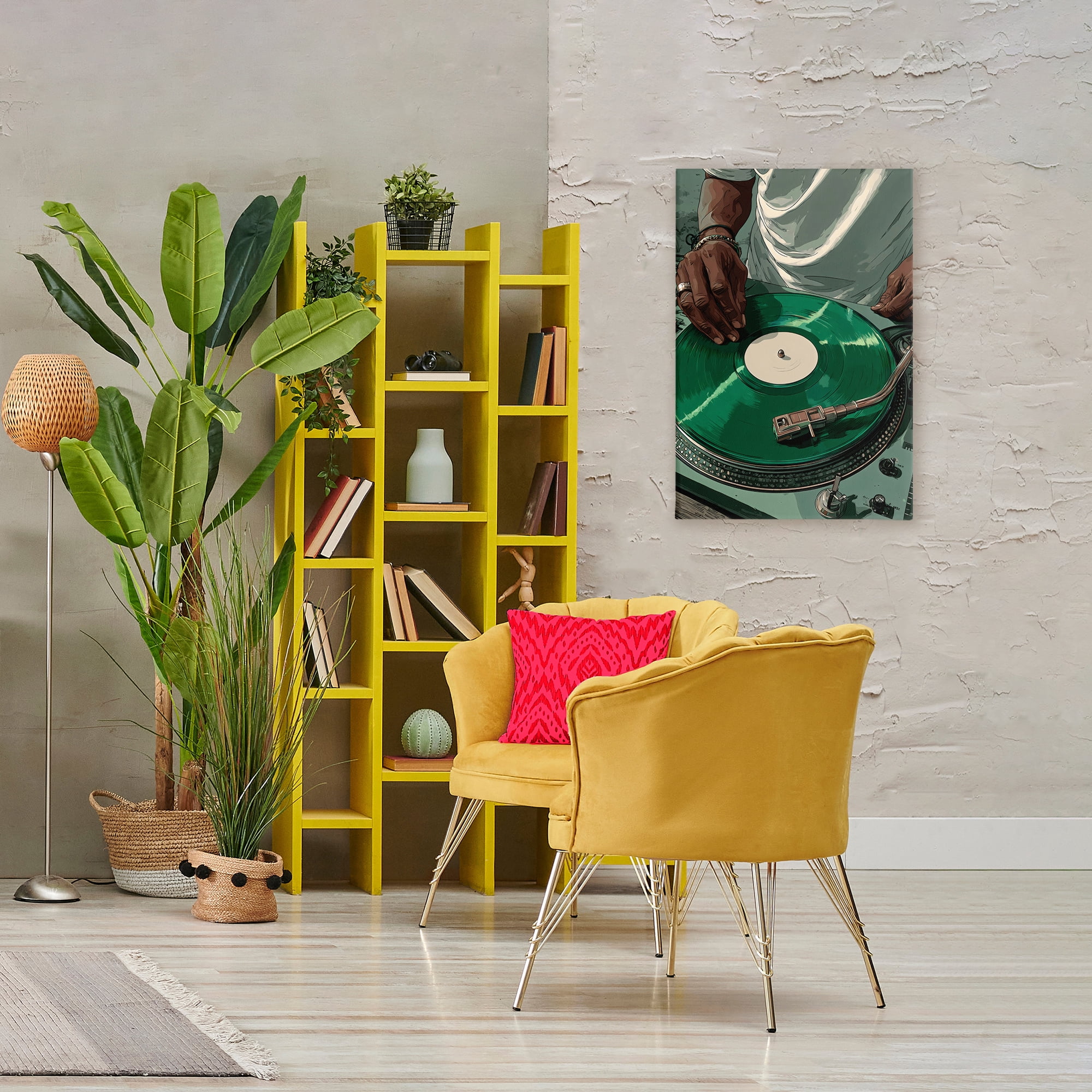 Stupell Industries DJ Spinning Green Record Canvas Wall Art, design by Franklyn Gregory