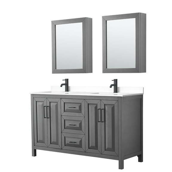 Wyndham Collection Wcv252560d-Vca-Med Daria 60" Free Standing Double Basin Vanity Set -