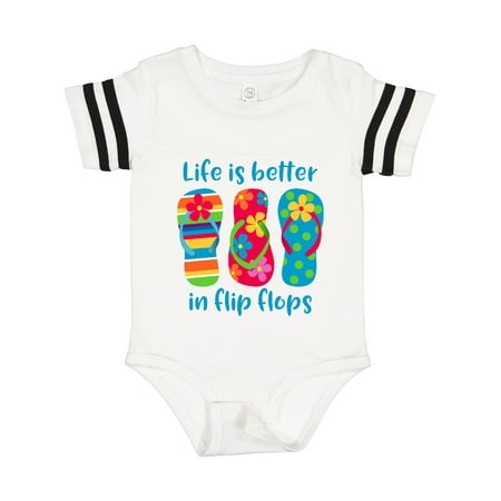 

Inktastic Life is Better Flip Flops Gift Baby Girl Bodysuit