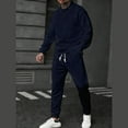 thumbnail image 2 of Sentmoon Men Sweatsuits Sets Sweat Pants for Men Fall Clothes Men Solid-Color Casual Loose Sports Corduroy Pocket Drawstring Long Pants Button Long Sleeve Turndown Collar Top Sets, 2 of 7