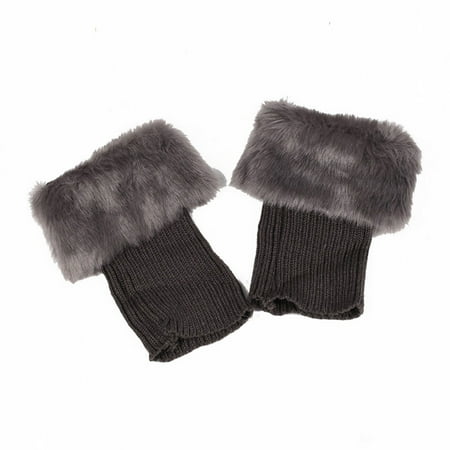 

Yache Women Solid Color Faux Fur Crochet Knit Leg Warmers Cuffs Toppers Boot Socks