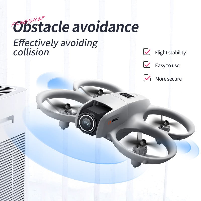 Mini Drone with HD Camera, RC Quadcopter with 360° Flip, Obstacle Avoidance, 180° Adjustable Camera, One Key Take Off/Land, Optical Flow Position, 2 Batteries