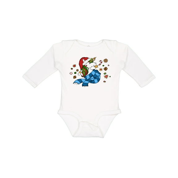 Inktastic Cute Christmas Unicorn with Cookies Boys or Girls Long Sleeve Baby Bodysuit