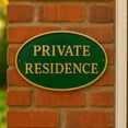 thumbnail image 2 of 10" x 18" Large Oval Private Residence Statement Plaque Sign - Green/Gold, 2 of 4