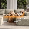 thumbnail image 5 of BELHOME 108" U-Shaped Sectional Sofa Boneless Couch, Modular Cloud Couch 50D High-Resilience Foam Compression Sofa, No Assembly Required, Corduroy Deep Seat Sofa for Living Room Apartment, 5 of 10