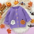 thumbnail image 5 of TOWED22 Baby Girls Sweater Toddler Knit Cardigan Kids Long Sleeve Cardigan Infant Crewneck Coat Fall Winter(Purple,6-9 M), 5 of 8