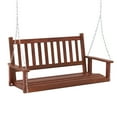 thumbnail image 1 of Gymax 2-Person Wooden Porch Swing with Adjustable Galvanized Metal Chains, Brown, 1 of 9