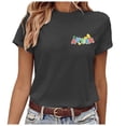 thumbnail image 3 of WEIWEN Dressy Women Tops Crewneck Autism Awareness Teacher Blouses for Women Short Sleeve Shirts Casual Summer Tops (Black, XXL), 3 of 5