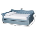 thumbnail image 4 of Bowery Hill Light Blue Velvet Tufted Full Size Wood Daybed with Trundle, 4 of 13