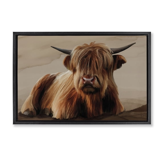 Stupell Industries Rustic Lodge Got My Hair Done Cattle Black Floating Frame Canvas Art, 25 x 17, by Renel Peters