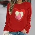 thumbnail image 2 of Tnhcen Women's Valentine's Day Crewneck Long Sleeve Oversized Heart Print Sweatshirt 100% Polyester Casual Loose Pullover Top for Women S-5XL, 2 of 5