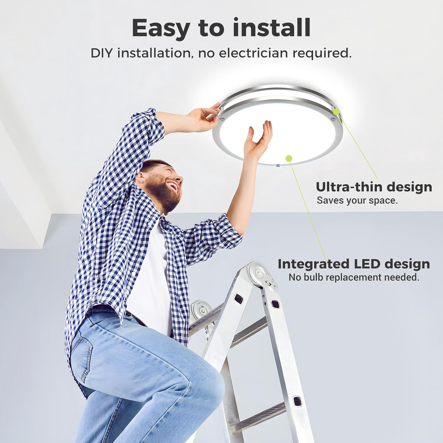 13 Inch Dimmable LED Ceiling Light, 24W Flush Mount Fixture with Adjustable Color Temperature for Kitchen, Bedroom and Bathroom