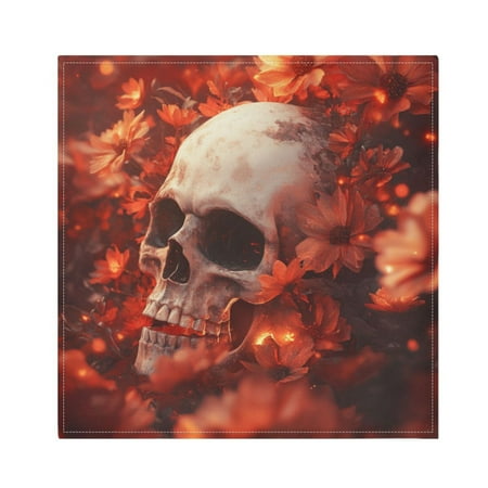 

Satin Polyester Napkins - 20x20 InchSingle-Sided Printed Napkins 1-Piece/4-Piece/6-Piece Set DIY Personalized Table Setting，Skull Surrounded by Flowers