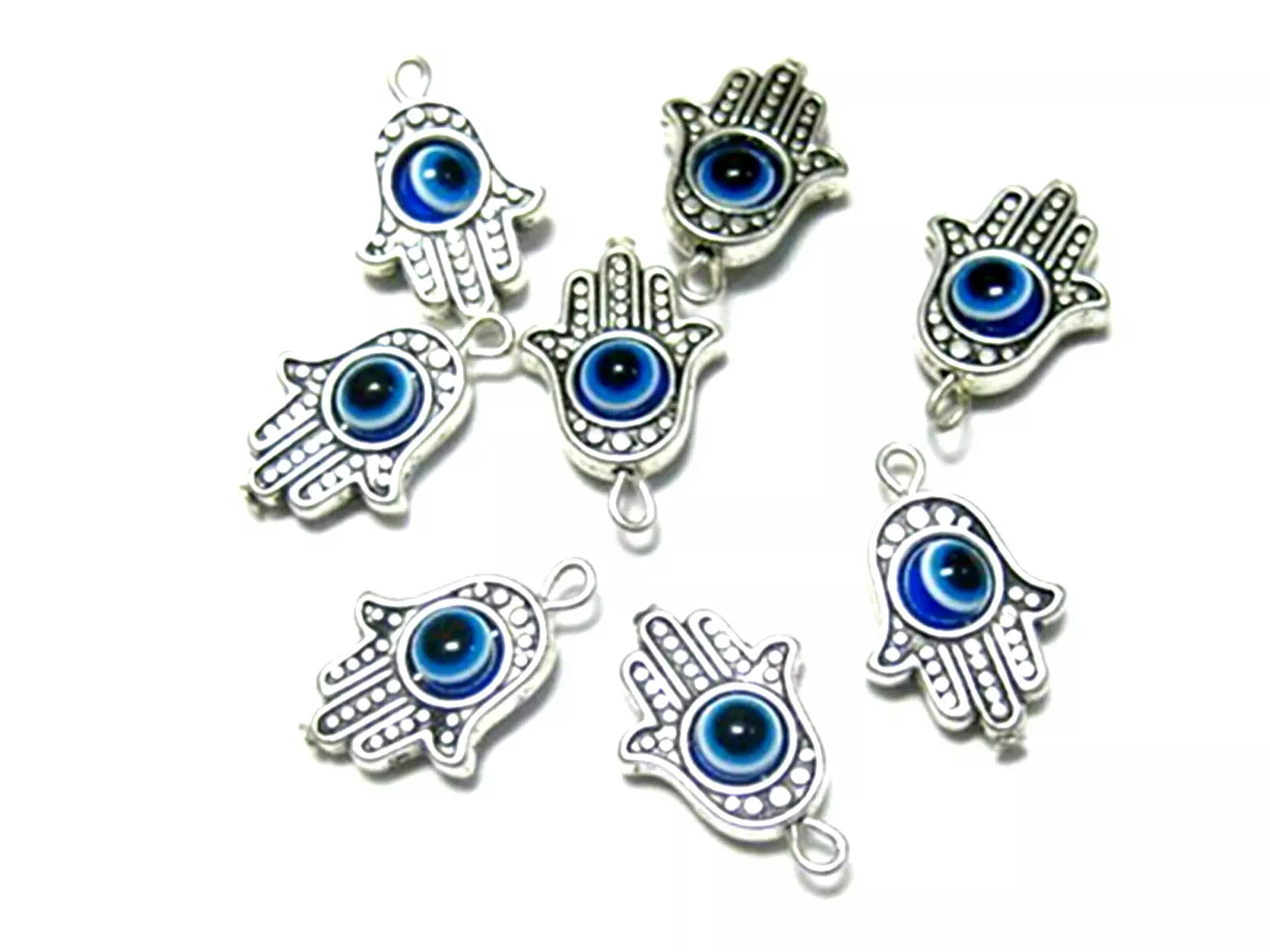U8MO 100 Tibet Silver Alloy Hamsa Hand EVILEYE Kabbalah Good Luck Charm Pendant