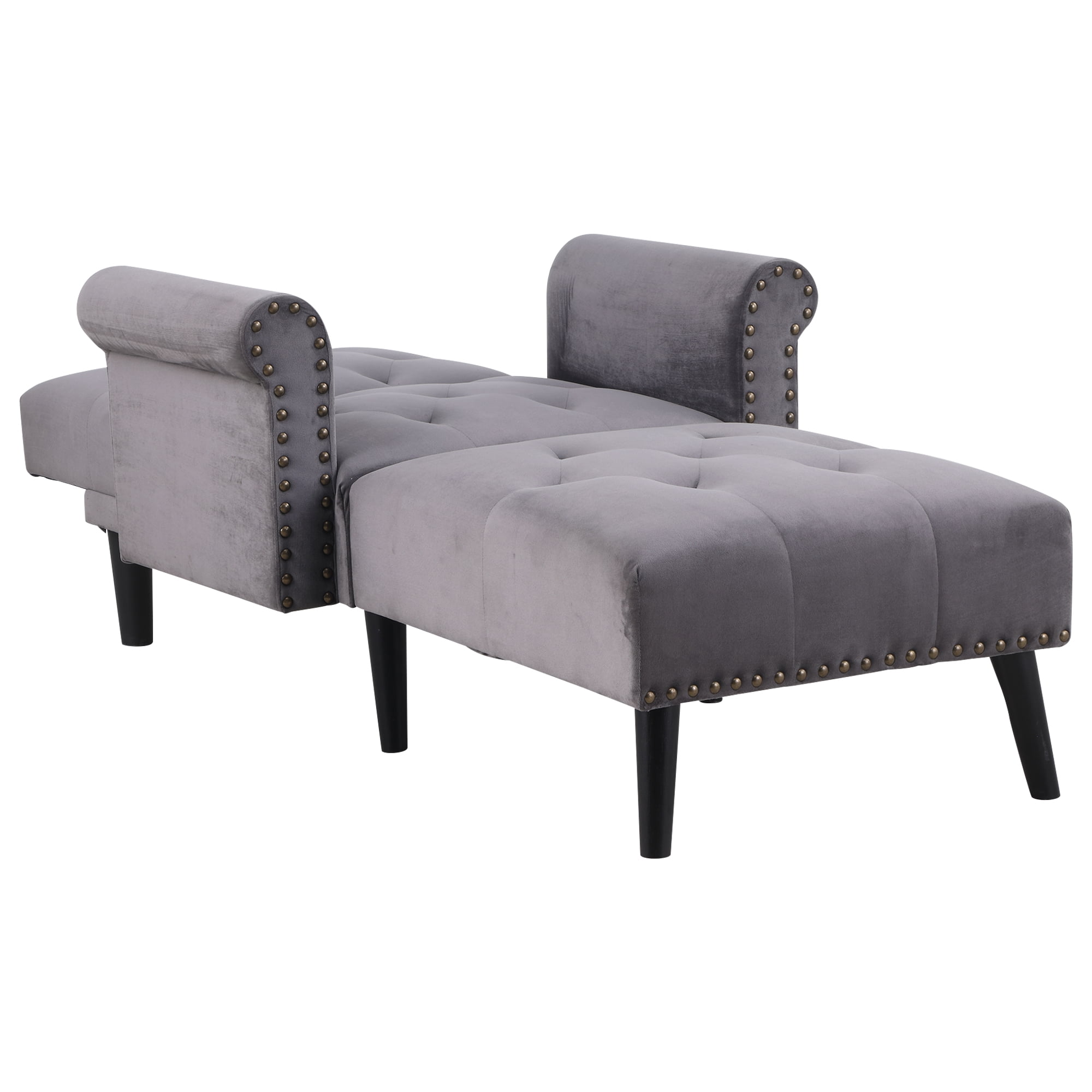 Homcom 2 In 1 Chaise Lounge Chair With Thick Padding Adjustable Backrest And Wooden Legs Walmart Com Walmart Com