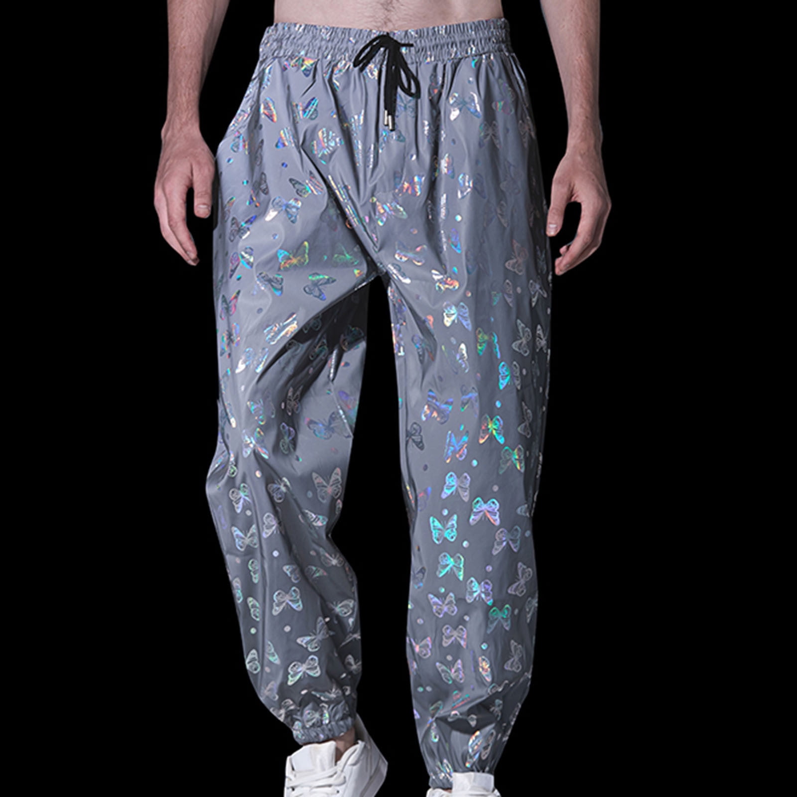 Honeeladyy Reflective Pants for Men Hip Hop Dance
