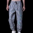 thumbnail image 2 of IROINNID SweatPants For Men Print Lace Up Elastic Reflective Pants Hip Hop Fluorescent Pants Night Sports Pants Elastic Waist Pants, 2 of 9