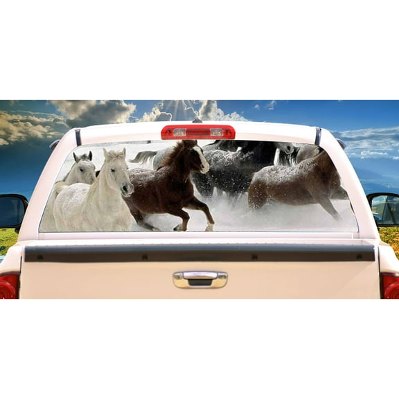 HORSES 1 Rear Window Graphic horse scene truck decal view thru vinyl