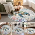 thumbnail image 5 of 6ft Round Rug, Coastal Turtle Non-Skid Rubber Backing Large Area Rugs - Living Room Bedroom Home Office, Nautical Beach Sea Ocean Coral Vintage Indoor Floor Mat Carpets Washable Rug, 5 of 9