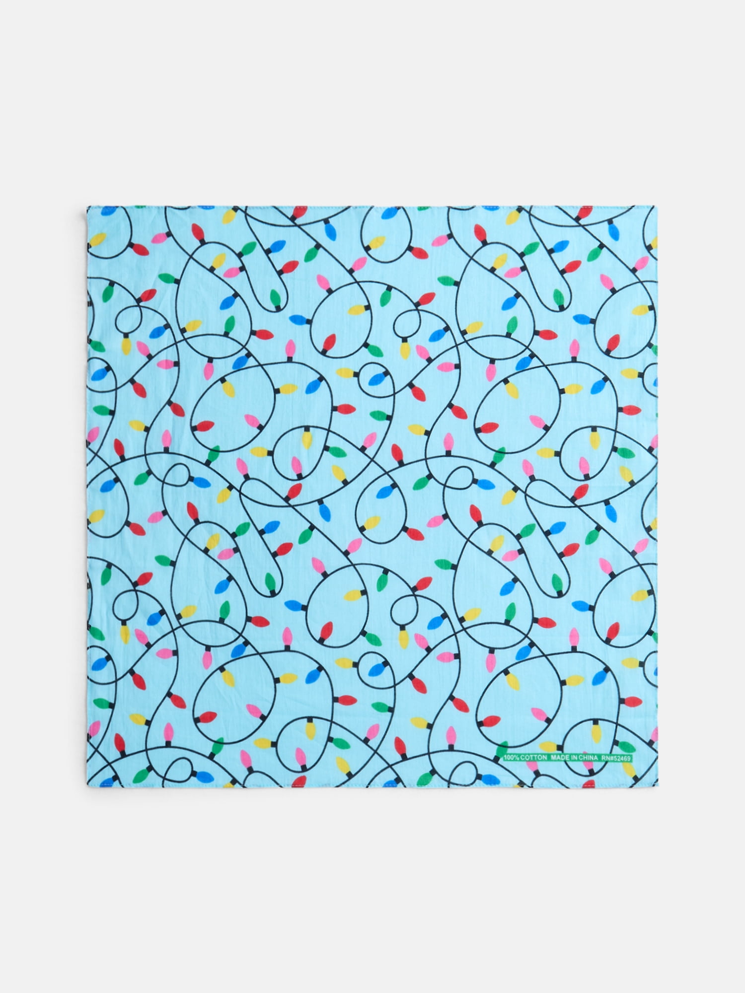Holiday Time Woven Festive Lights Bandana, One Size, Blue/Multi, Cotton